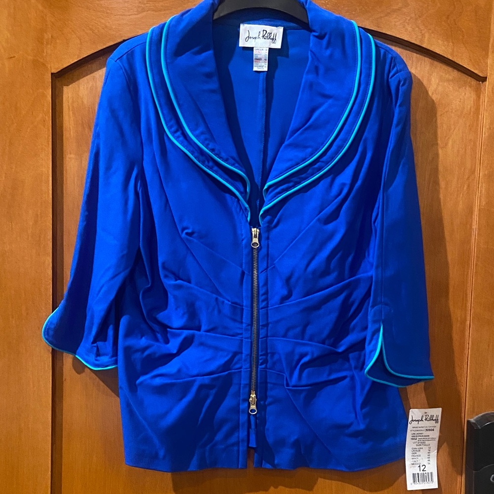 Joseph Ribkoff Blue Blazer with turquoise Trim